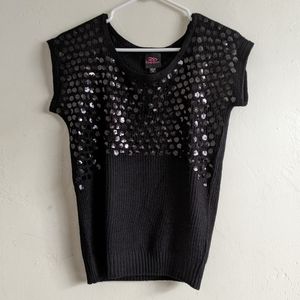 glittery black top